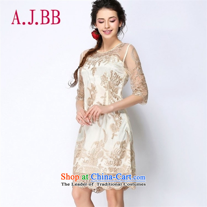 Vpro only 2015 embroidery Sau San video dress thin dress Skirts 7 to the annual meeting of the Banquet cuff dress 8047 m White M,A.J.BB,,, shopping on the Internet
