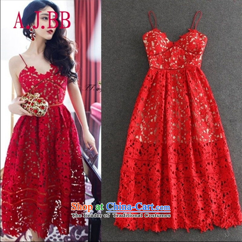 Vpro only water-soluble flowers stylish dress small dress strap under the auspices of dress red toasting champagne Show Services 132 red S,A.J.BB,,, shopping on the Internet