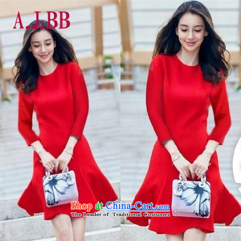 Only long-sleeved red costumes vpro bride skirt the lift mast to marry a drink served with round-neck collar long-sleeved gown skirt 3082A RED L,A.J.BB,,, shopping on the Internet