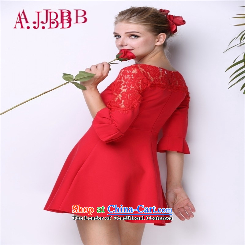 Only the 2015 autumn costumes vpro inside the new red bows services evening dresses lace stitching horn cuff dresses 3,091 red XL,A.J.BB,,, shopping on the Internet