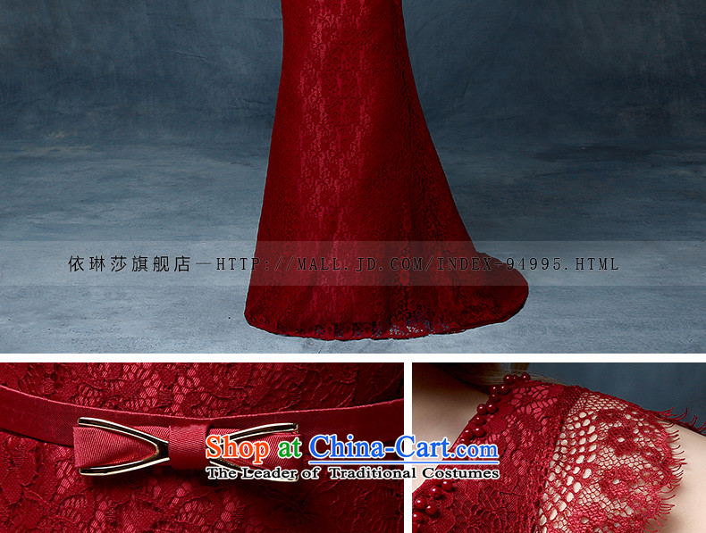 According to Lin Sha bows Service Bridal Fashion 2015 evening dresses long crowsfoot Sau San slotted shoulder wedding dresses marriage half sleeve wine red picture, prices, brand platters! The elections are supplied in the national character of distribution, so action, buy now enjoy more preferential! As soon as possible.