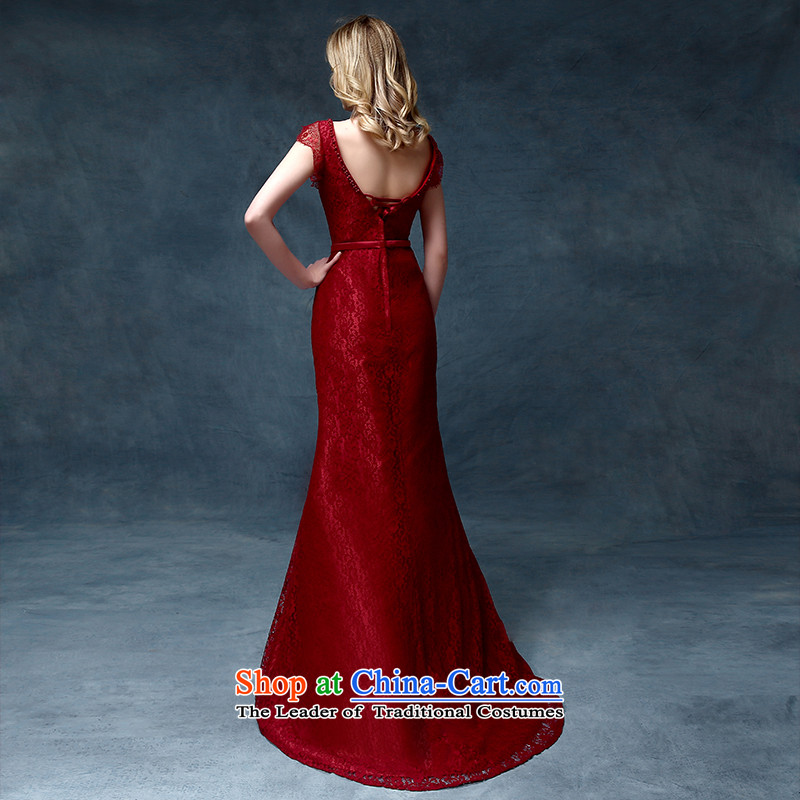 According to Lin Sha bows Service Bridal Fashion 2015 evening dresses long crowsfoot Sau San slotted shoulder wedding dresses marriage half sleeve, wine red to Lin Sha , , , shopping on the Internet