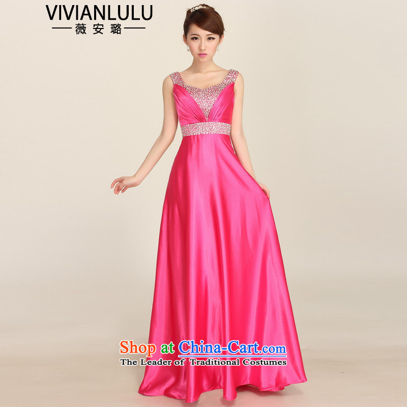 Long marriages bows dress shoulders nail pearl bridesmaid evening dress multi-color banquet with blue xxl,vivianlulu,,, AL150672 shopping on the Internet