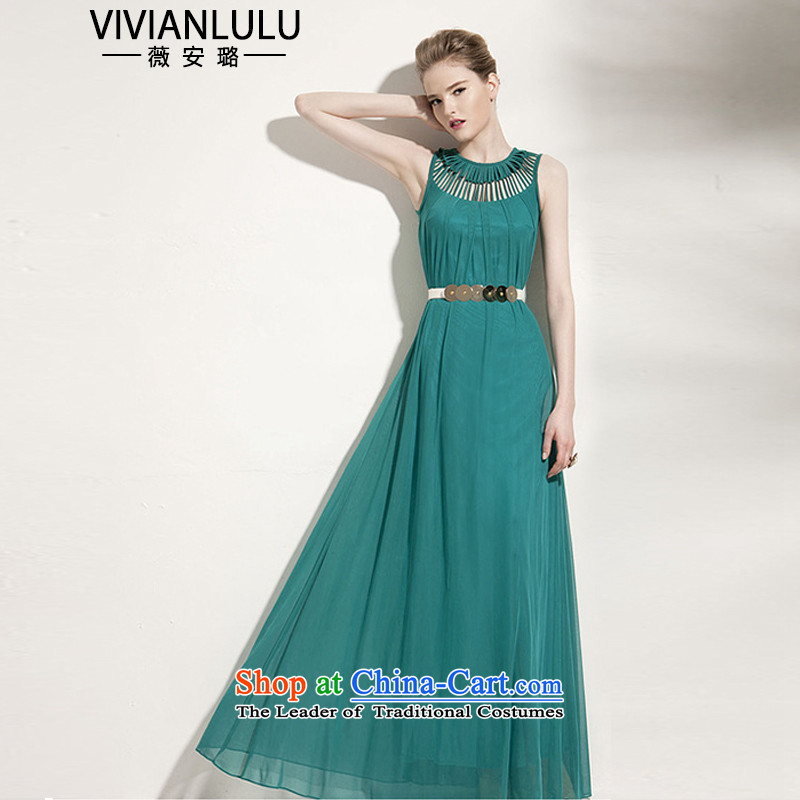 2015 European and American foreign trade new personality engraving round-neck collar drift sin performances long evening dresses long mopping-yi long skirt AL150675 apricot color code ,vivianlulu,,, are shopping on the Internet