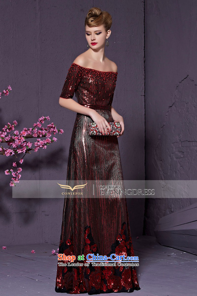 Creative New 2015 Fox Red slotted shoulder bride wedding dress evening drink served long banquet hosted stylish evening dresses 30960 female wine red XL Photo, prices, brand platters! The elections are supplied in the national character of distribution, so action, buy now enjoy more preferential! As soon as possible.