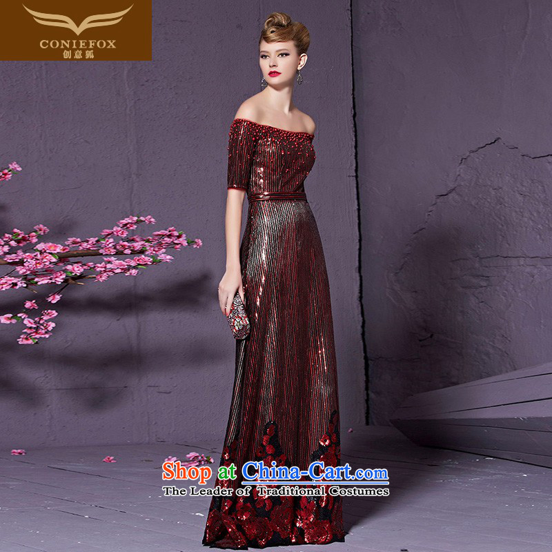 Creative New 2015 Fox Red slotted shoulder bride wedding dress evening drink served long banquet hosted stylish evening dresses 30960 female wine Red Fox (coniefox XL, creative) , , , shopping on the Internet