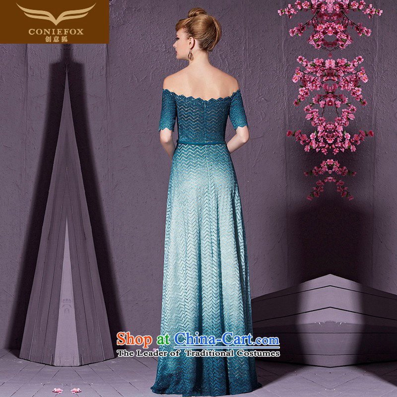 The kitsune stylish blue banquet creative evening dress the word shoulder wedding dress evening bride long bows services under the auspices of dress will long skirt 30965 S creative Fox of the Blue Lagoon (coniefox) , , , shopping on the Internet