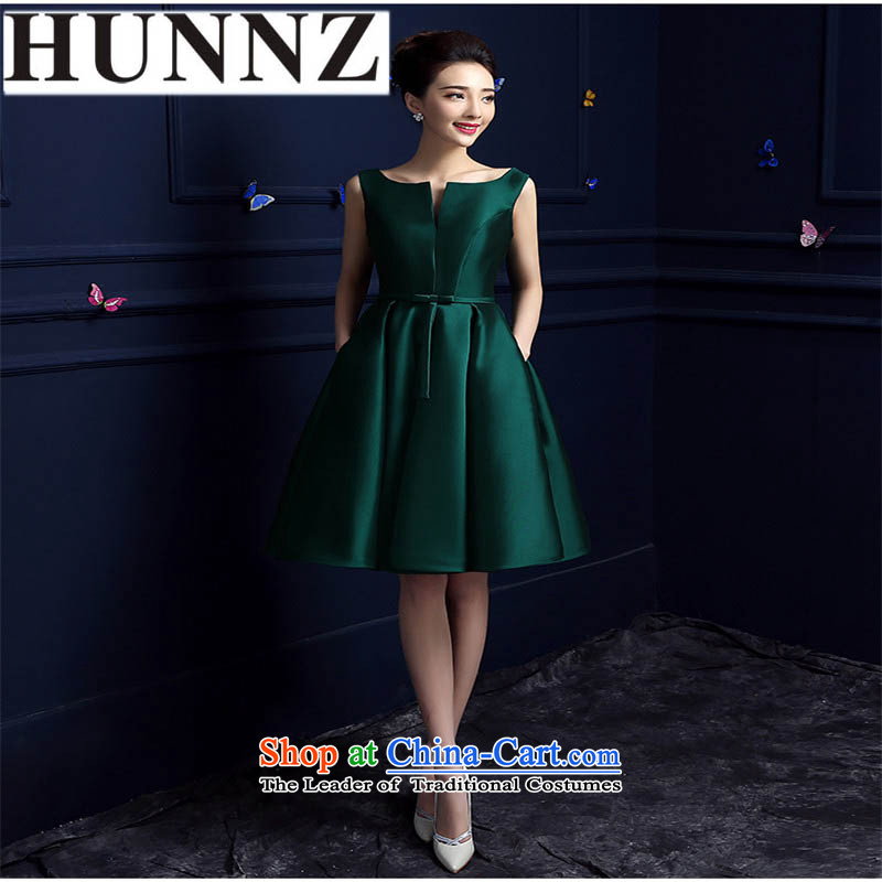 Name of the new 2015 HUNNZ stylish and elegant bride bridesmaid length of summer evening dress upscale dark green short) XL,HUNNZ,,, shopping on the Internet