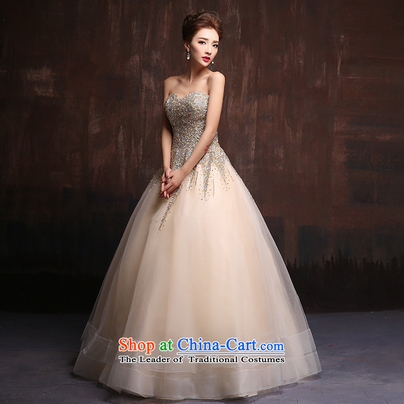Gold wiping the chest dress bows services 2015 marriages long on-chip banquet dinner dress will preside over the picture color to Chun-size, Sin Sin Introduction , , , shopping on the Internet