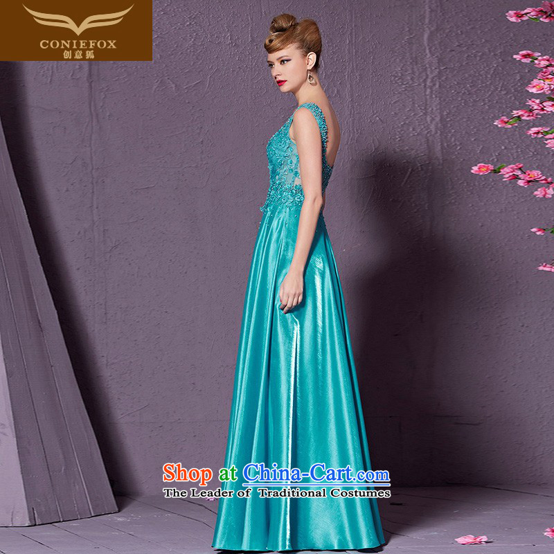 Creative Fox shoulders of the forklift truck graphics thin banquet evening dresses night service under the auspices of who are bows dress female lace performances dress Yingbin long skirt 82195 M, creative fox blue (coniefox) , , , shopping on the Internet