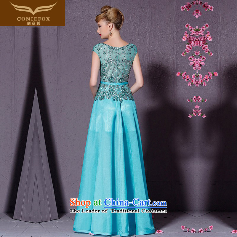 Creative Fox blue dress package shoulder banquet style long lace on chip evening drink service will preside over a welcome wedding dress uniform XXL, blue fox 82196 creativity (coniefox) , , , shopping on the Internet
