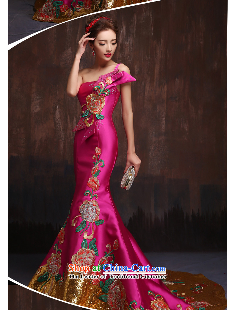 2015 Spring/Summer New Red single shoulder evening dresses retro bride crowsfoot bows to stage the moderator will China Red M picture, prices, brand platters! The elections are supplied in the national character of distribution, so action, buy now enjoy more preferential! As soon as possible.