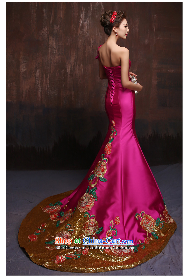 2015 Spring/Summer New Red single shoulder evening dresses retro bride crowsfoot bows to stage the moderator will China Red M picture, prices, brand platters! The elections are supplied in the national character of distribution, so action, buy now enjoy more preferential! As soon as possible.