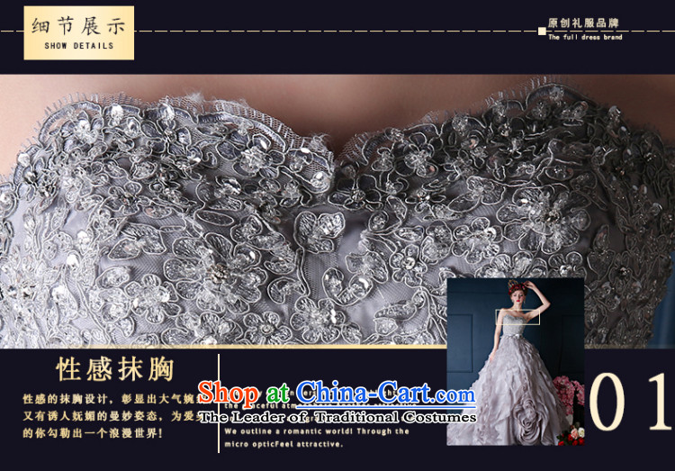 Wedding dresses spring 2015 the new Korean anointed chest long tail bride wedding banquet dinner dress will gray M picture, prices, brand platters! The elections are supplied in the national character of distribution, so action, buy now enjoy more preferential! As soon as possible.