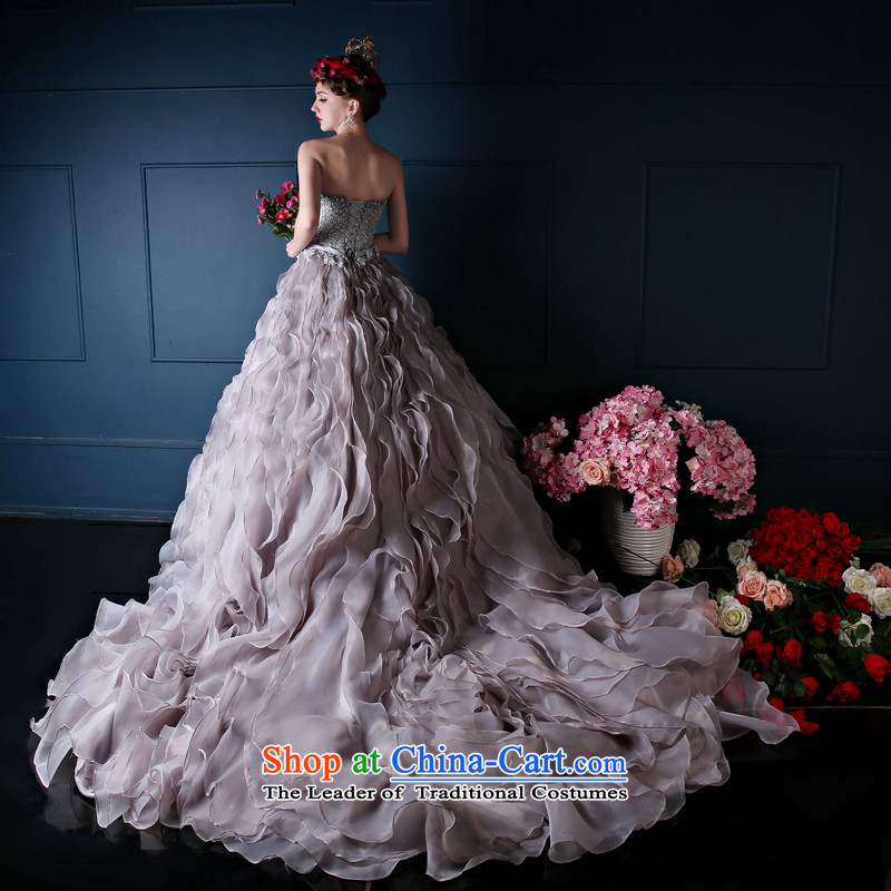Wedding dresses spring 2015 the new Korean anointed chest long tail bride wedding banquet dinner dress will gray M Sin Sin Introduction , , , shopping on the Internet