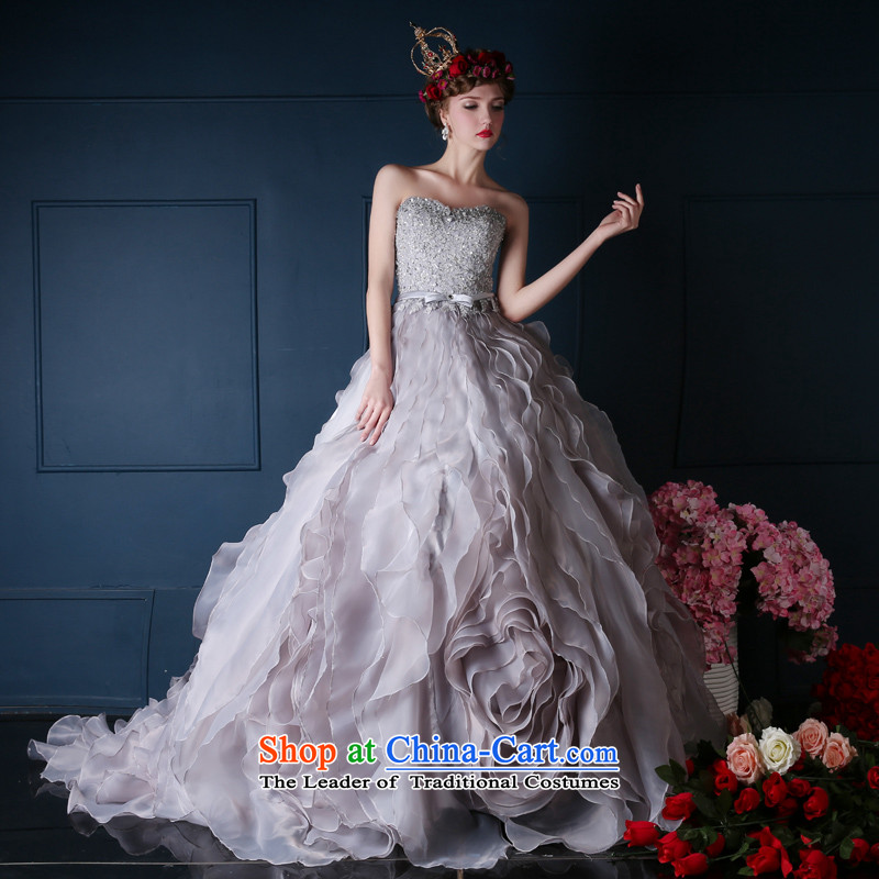 Wedding dresses spring 2015 the new Korean anointed chest long tail bride wedding banquet dinner dress will gray M Sin Sin Introduction , , , shopping on the Internet