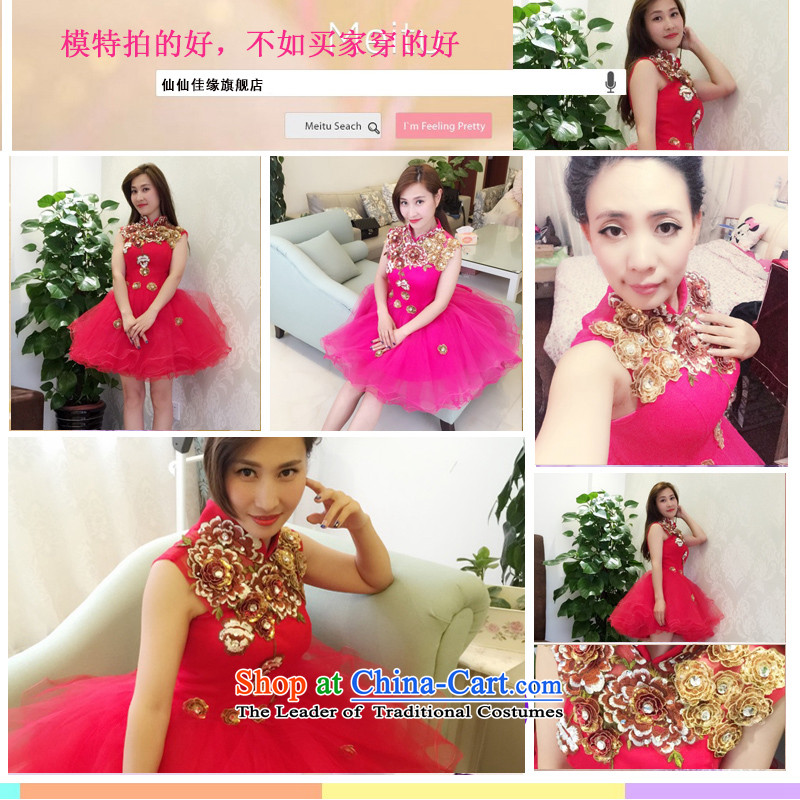 Summer 2015 new short theatrical evening dress) services marriages red bows to Sau San bon bon skirt female China's Red M Sin Sin Introduction , , , shopping on the Internet