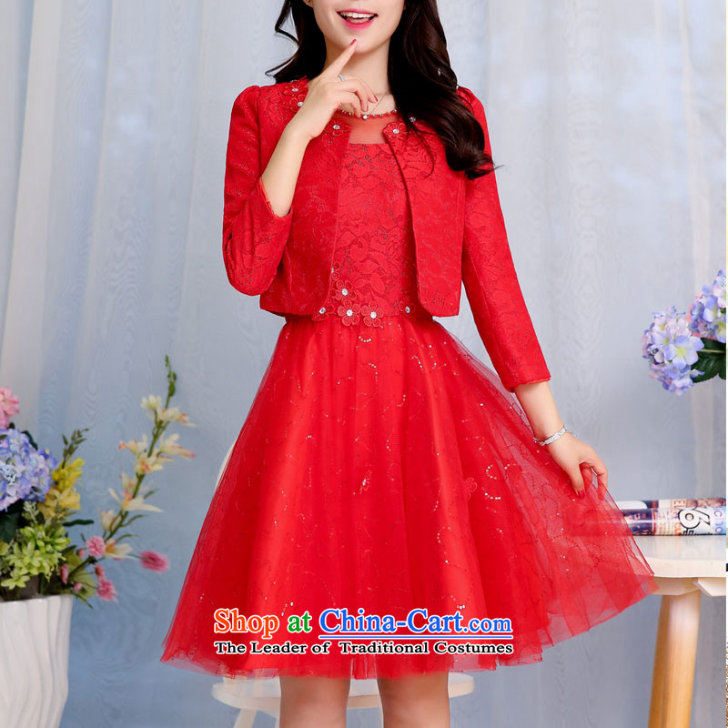 In the autumn of 2015 World new large red bride replacing pregnant women married to skirt the lift mast bows dress lace red dress two kits XL, 1582 to the world of online shopping has been pressed.