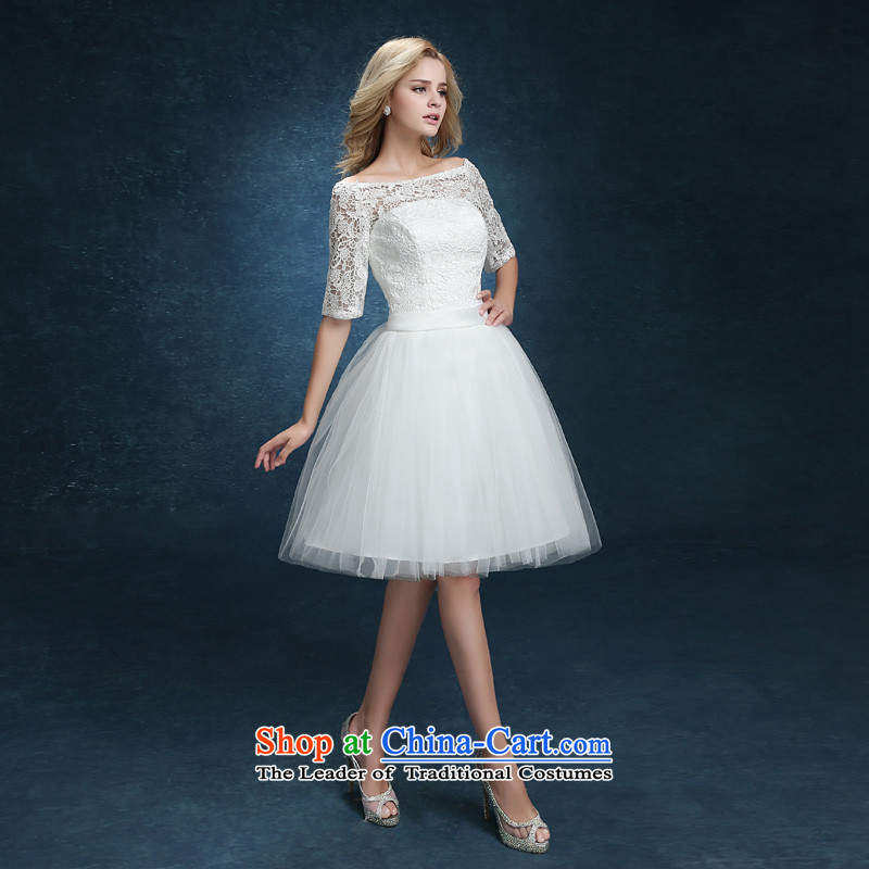 Bridesmaid Services 2015 new lace booking wedding-dress married women serving short of bows banquet dinner dress white summer XXL, white baby Bride (BABY BPIDEB) , , , shopping on the Internet