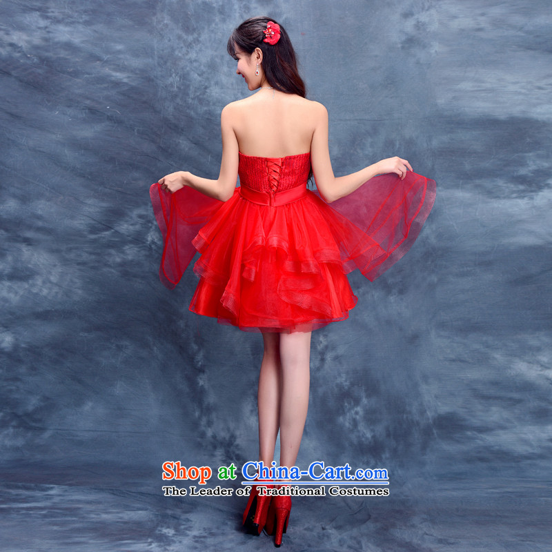 2015 Summer new anointed chest bridesmaid Dress Short of straps bride bows wedding dresses services small princess evening dress red flower-ki (L, DUOQIMAN shopping on the Internet has been pressed.)
