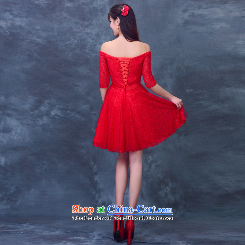 Wedding dress 2015 new summer bride bows service of a field shoulder dress marriage small bridesmaid dress up to a service, red (dayinni ni) , , , shopping on the Internet