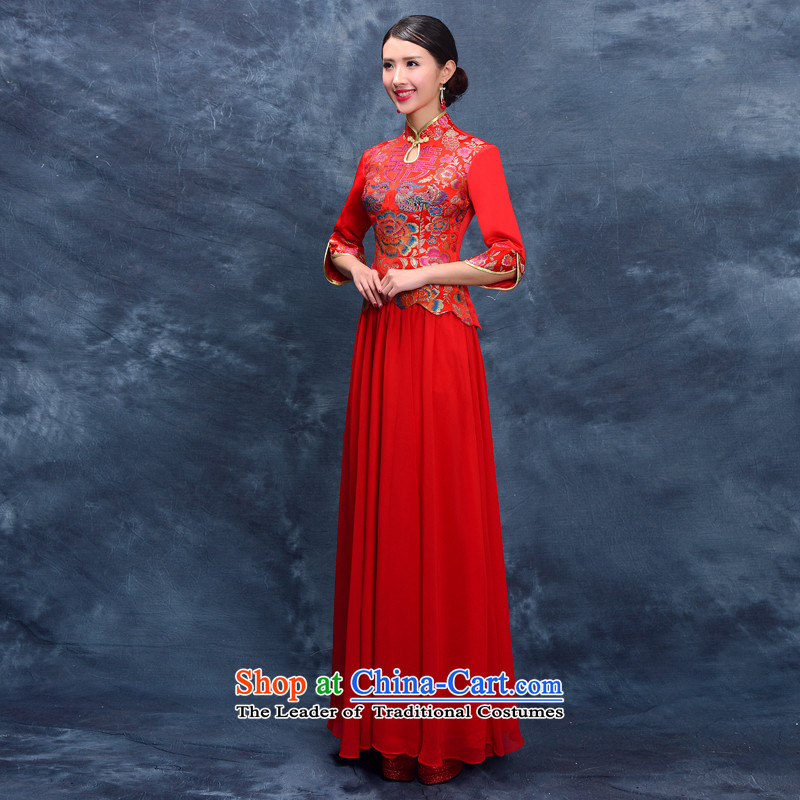 Toasting champagne bride services 2015 Summer retro qipao gown cheongsam dress red bows long-serving and Phoenix use red Wo , L, to sound (dayinni ni) , , , shopping on the Internet