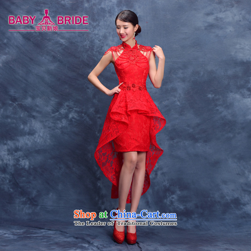 In spring and summer 2015, before the new short long after wiping the chest short bridesmaid bows services of female evening dress skirt red marriage smallS