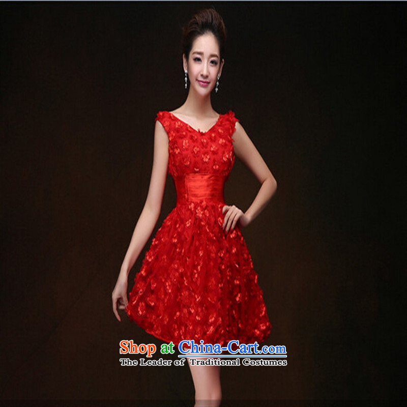 Mano-hwan's 2015 new red v-neck marriages bows service) bridesmaid wedding evening performances small red Xs, Susan card dress (KASHAN.JJ Christmastime) , , , shopping on the Internet