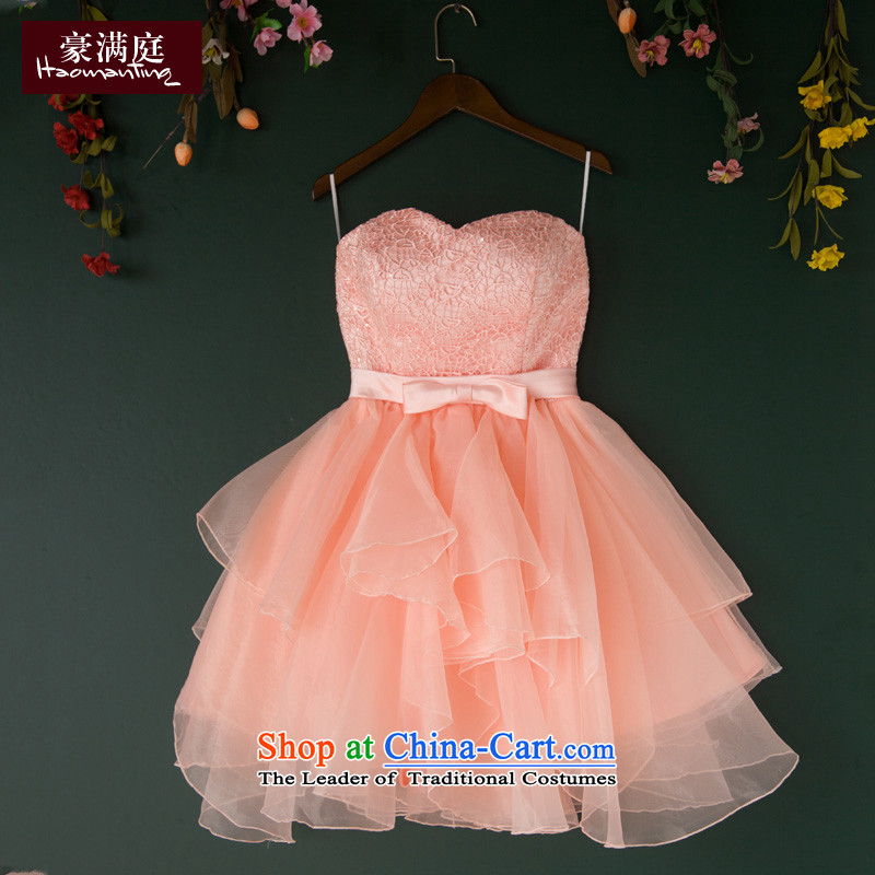 2015 new bows and short of Chest Services Mr Ronald bride wedding dress stylish banquet evening dresses bon bon skirt red jade pink S Ho full Chamber , , , shopping on the Internet