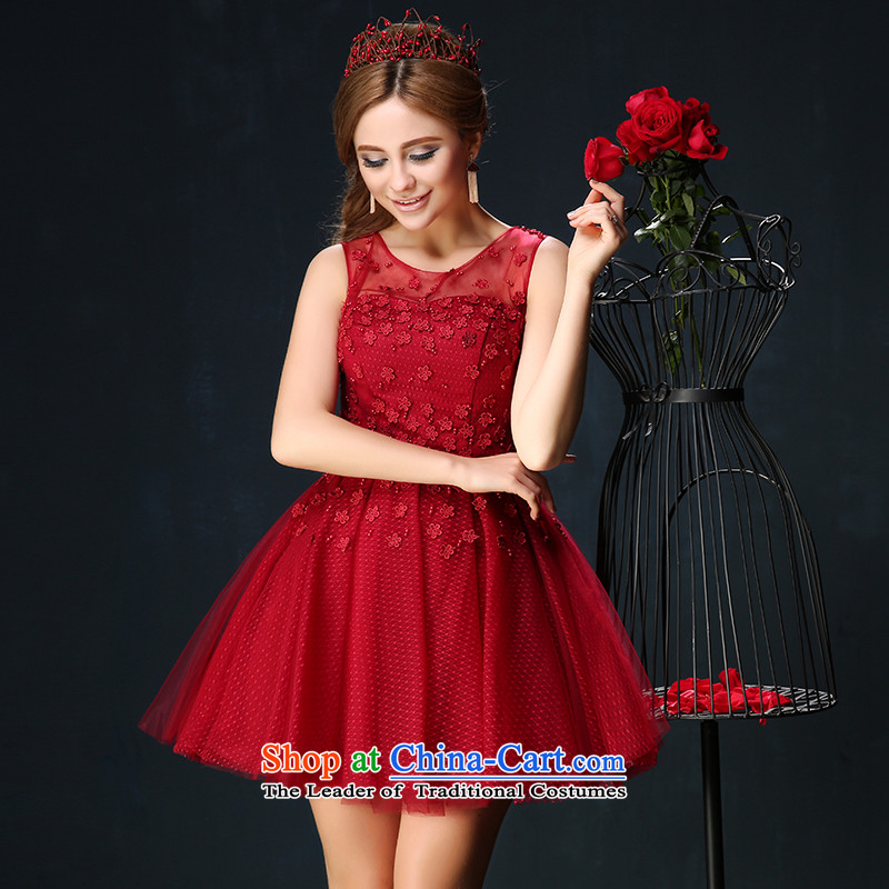 Summer 2015 new Korean shoulders large graphics thin bride red flower service of bows banquet evening dresses red custom