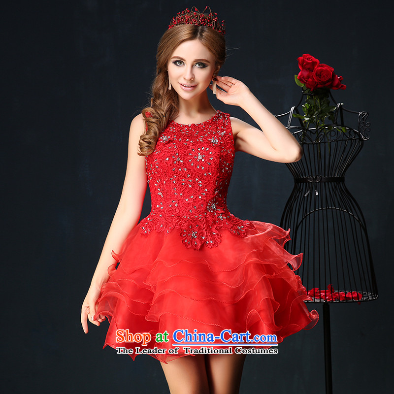 Red bows services 2015 New 2 large shoulder graphics thin bride banquet dinner dress short, stage shows red custom, summer clothing sin sin Introduction , , , shopping on the Internet