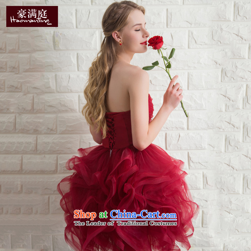 Wipe the chest small shortage of summer gown red bon bon skirt marriages bows services bridesmaid banquet moderator evening dresses wine red , L Ho full Chamber , , , shopping on the Internet