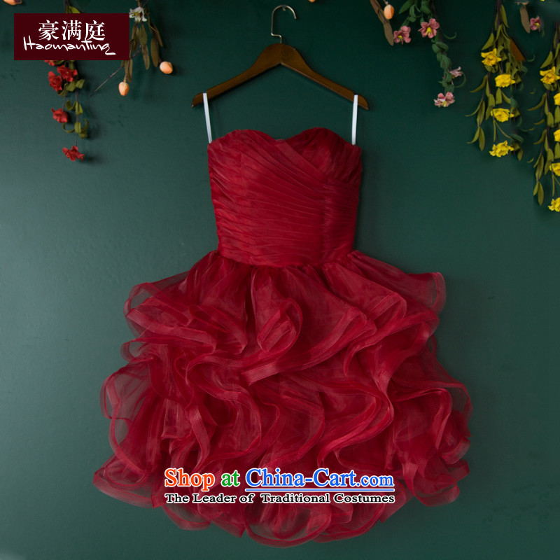 Wipe the chest small shortage of summer gown red bon bon skirt marriages bows services bridesmaid banquet moderator evening dresses wine red , L Ho full Chamber , , , shopping on the Internet