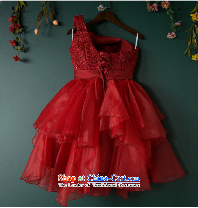 2015 new bride bows Services Mr Ronald Banquet Wedding Dress Short, shoulder bridesmaid evening dresses dresses red wine red M picture, prices, brand platters! The elections are supplied in the national character of distribution, so action, buy now enjoy more preferential! As soon as possible.