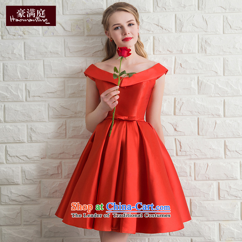 Marriage Ceremony Service Bridal summer short bows of small red dress female bridesmaid services moderator evening dresses 2015 New Red M HO full Chamber , , , shopping on the Internet