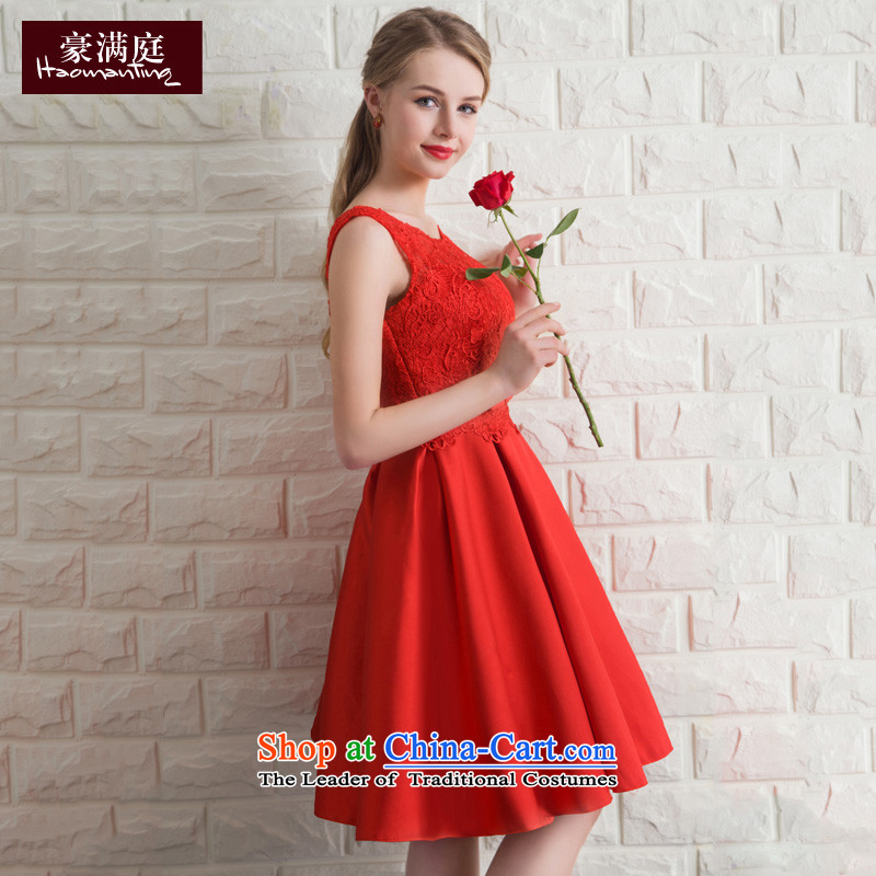 Ho full Chamber banquet dinner dress lace dress skirt female red bows Service Bridal betrothal wedding dress evening summer RED M HO full Chamber , , , shopping on the Internet