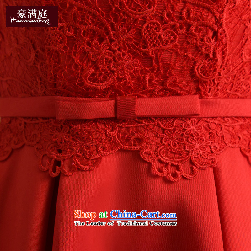 Ho full Chamber banquet dinner dress lace dress skirt female red bows Service Bridal betrothal wedding dress evening summer RED M HO full Chamber , , , shopping on the Internet