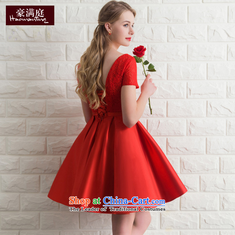 Wedding dress bride bows services banquet evening dresses 2015 new bridesmaid services red short-sleeved short summer evening, Red M HO full Chamber , , , shopping on the Internet