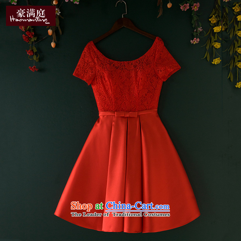 Wedding dress bride bows services banquet evening dresses 2015 new bridesmaid services red short-sleeved short summer evening, Red M HO full Chamber , , , shopping on the Internet