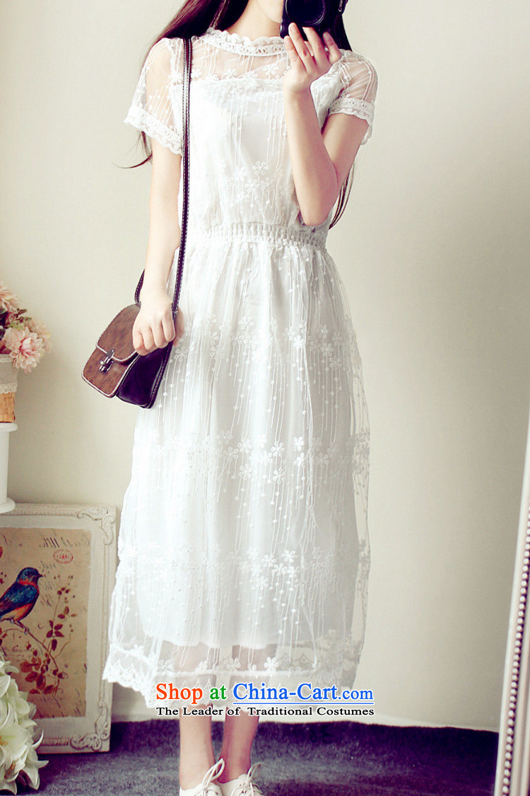 Jeon Sang Mi 2015 lace full sweet retro princess skirt fairies skirt bridesmaid mission dress long skirt Sau San short-sleeved shirt skirts A2154 White M picture, prices, brand platters! The elections are supplied in the national character of distribution, so action, buy now enjoy more preferential! As soon as possible.