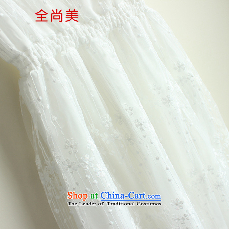 Jeon Sang Mi 2015 lace full sweet retro princess skirt fairies skirt bridesmaid mission dress long skirt Sau San short-sleeved shirt A2154 skirts Jeon Sang-White M (QUANSHANGMEI) , , , shopping on the Internet