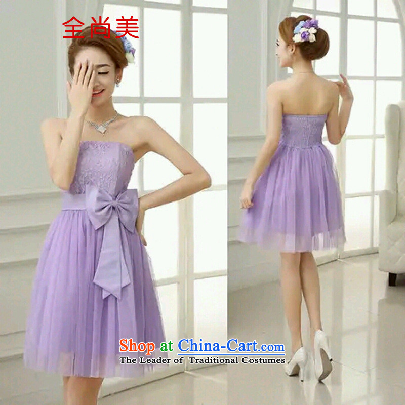 Jeon Sang Mi 2015 bridesmaid small Dress Short, sister small dress bride bows to small Sau San A2154 PURPLE L115130 dress, Jeon Sang-mi (QUANSHANGMEI) , , , shopping on the Internet