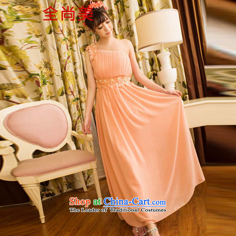 Jeon Sang-us new sweet strain 2015 OL banquet bridesmaid marriage Beveled Shoulder dresses long skirt dress A2145 female white left shoulder with shoulder strap , full stealth Sang-mi (QUANSHANGMEI) , , , shopping on the Internet
