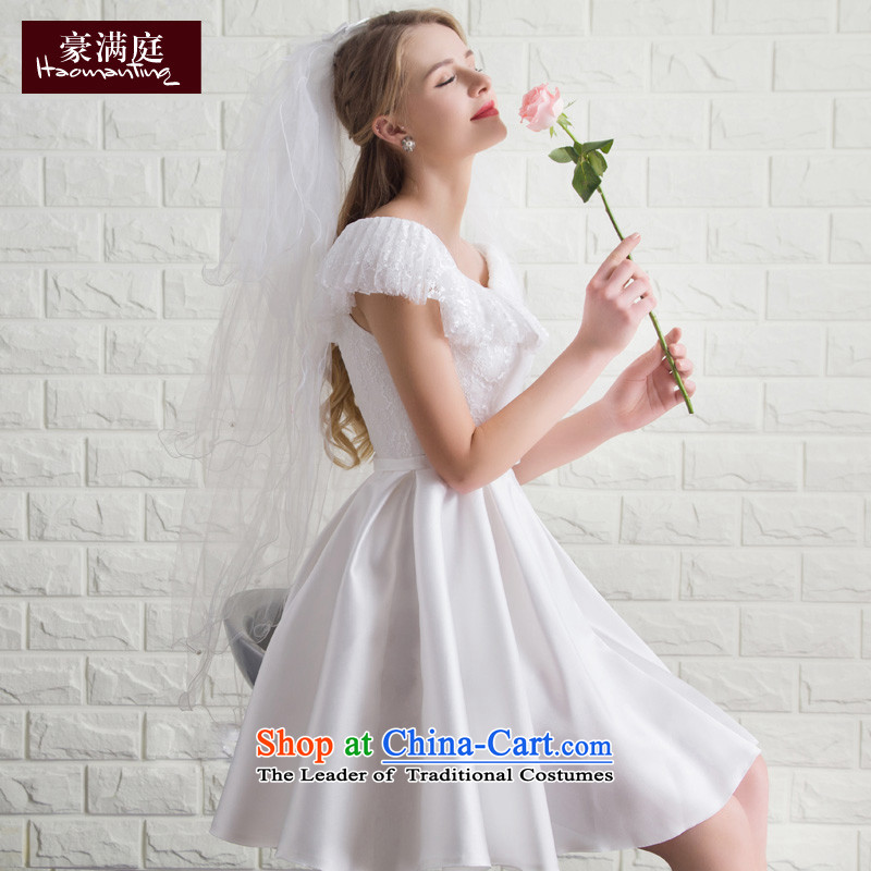 Summer Evening Dress Short, 2015 New bows services of the word shoulder bridesmaid services marriages betrothal back door banquet service White M HO full Chamber , , , shopping on the Internet