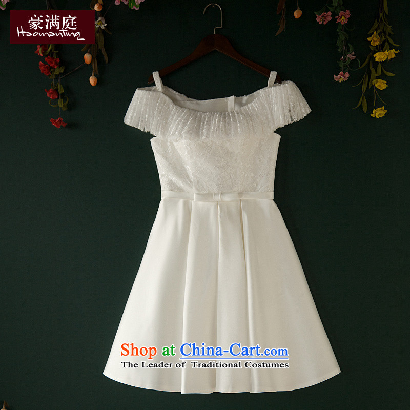 Summer Evening Dress Short, 2015 New bows services of the word shoulder bridesmaid services marriages betrothal back door banquet service White M HO full Chamber , , , shopping on the Internet