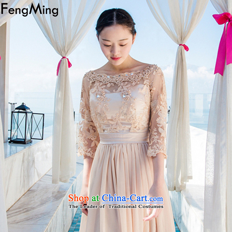 Hsbc Holdings plc Ming aristocratic temperament dress skirt retro bridesmaid bridal lace wedding dresses bare shoulders heavy industry staples bead large resort long skirt and color , L, Fung Ming (fengming) , , , shopping on the Internet