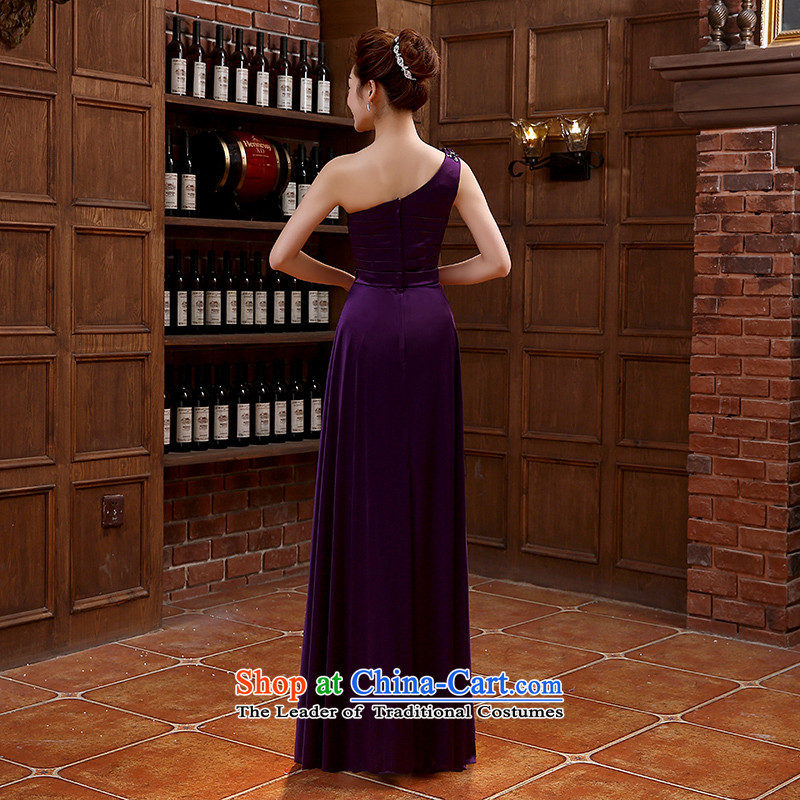 Bridesmaid Services 2015 Summer new Korean flower shoulder long large graphics thin purple marriages banquet evening dresses purple XXXL suzhou embroidery brides, shipment has been pressed shopping on the Internet