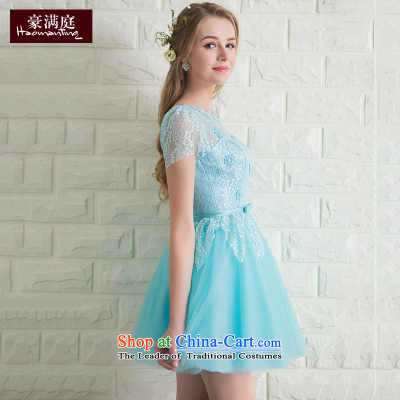 Ho full Chamber lace shoulder dress short skirts package) Marriage bridesmaid small dress moderator performances banquet evening dresses summer economy, blue XL, Ho full Chamber , , , shopping on the Internet