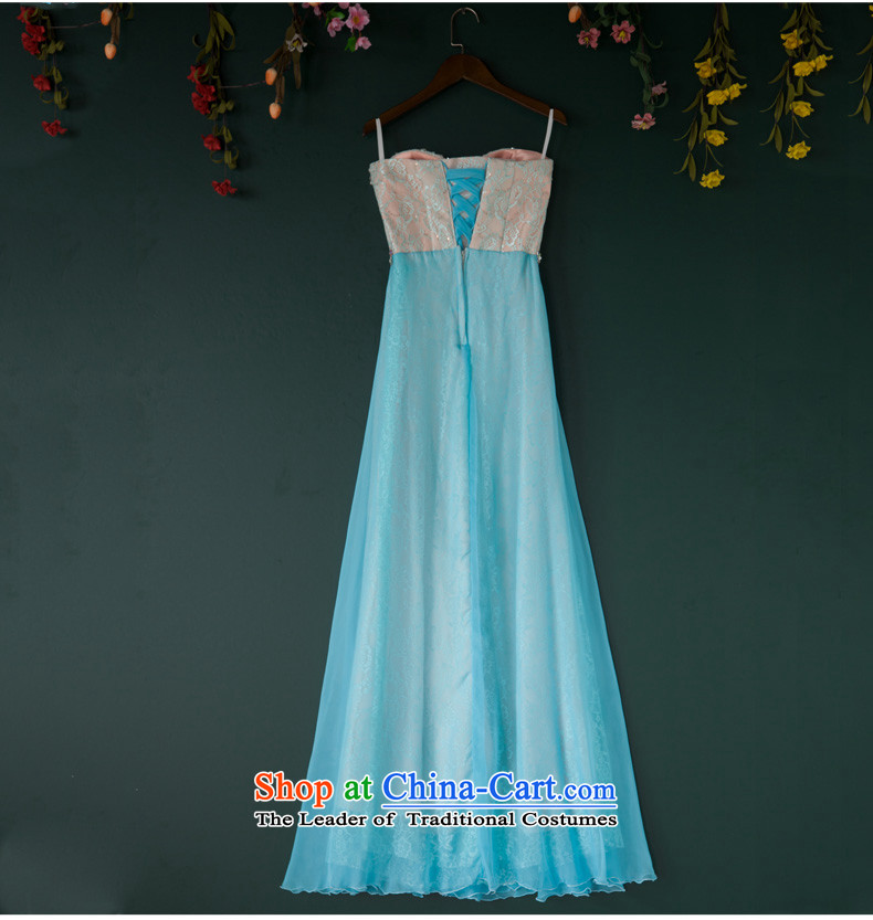 Blue spatula chest evening dresses long dancing performances wedding banquet moderator dress skirt diamond stylish 2015 summer ice blue M picture, prices, brand platters! The elections are supplied in the national character of distribution, so action, buy now enjoy more preferential! As soon as possible.