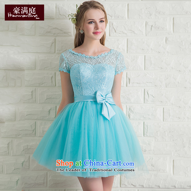 Ho full Chamber package shoulder lace small dress 2015 new summer bridesmaid service, evening dresses banquet ball will economy, blue XL
